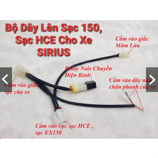 Dây Lên Sạc 150 Sạc HCE cho Xe SIRIUS kèm relay Nais chuyển điện bình cắm giắc như zin theo xe