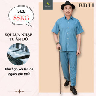 Bộ đồ nam trung niên vải lụa mềm loại bộ đồ cho bố mặc co giãn thoải mái BO18