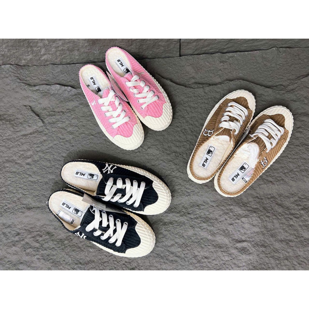 Giày Sục Chính Hãng MLB Mule lót lông Màu Hồng / Nâu / Đen 3AMUUD116