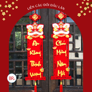 Cặp câu đối đầu lân đỏ 95cm treo tết may mắn đầu xuân-Câu Đối Treo Tết An Khang Thịnh Vượng decor DIY tết 2025 02604