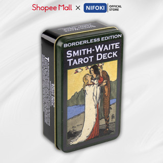 Bộ Bài Smith Waite Hộp Thiếc Borderless Edition Mạ Màu Bạc Nifoki Combo Tarot và phụ kiện, Tarot cho người mới bắt đầu