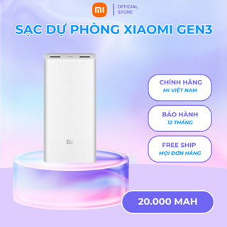 Sạc dự phòng Xiaomi Gen3  20000 mAh 18W-  USB- type C Sạc nhanh 18W -  Bảo hành 12 tháng