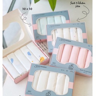 LAPOMME KHĂN SỮA LAPOMME HỘP 5 CHIẾC SỢI TRE CAO CẤP, Suzy baby