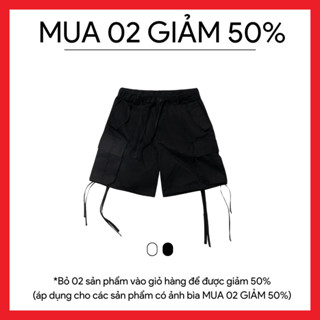 (MUA 2 GIẢM 50%) Quần Đùi Cargo Baggy Unisex SWE BAGGY CARGO SHORT - Trắng/Đen