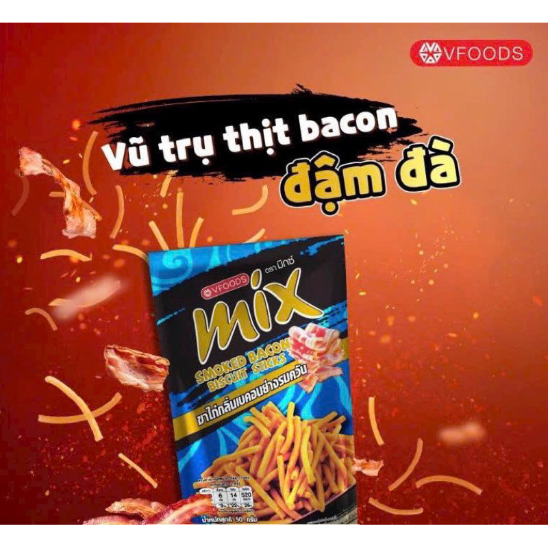 Lốc 6 gói bim bim MIX VFOOD Vị thịt xông khói
