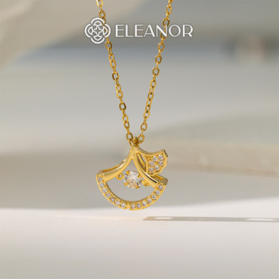 Dây chuyền nữ titan Eleanor Accessories mặt hình cánh quạt đính đá phụ kiện trang sức vòng cổ 9336