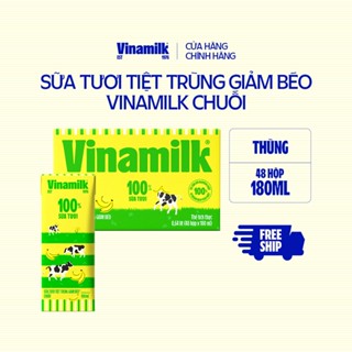 Thùng 48 Hộp Sữa tươi tiệt trùng Vinamilk 100% Chuối 180ml