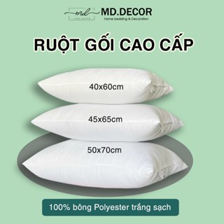 Ruột gối đầu 40x60cm 45x65cm 50x70cm MD.DECOR lõi bông gòn trắng kháng khuẩn có khóa kéo - Lẻ 1 cái