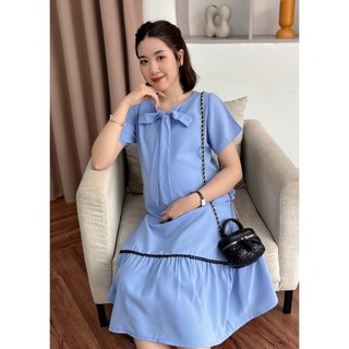 Đầm bầu thiết kế cổ nơ form đuôi cá phối ren, chất mềm mát,túi 2 bên-TH08