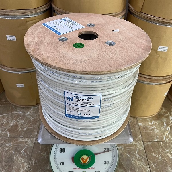 Cáp mạng ANCOMTECK Cat6A F/UTP 4 Pair 23AWG LSZH White 305m/Cuộn