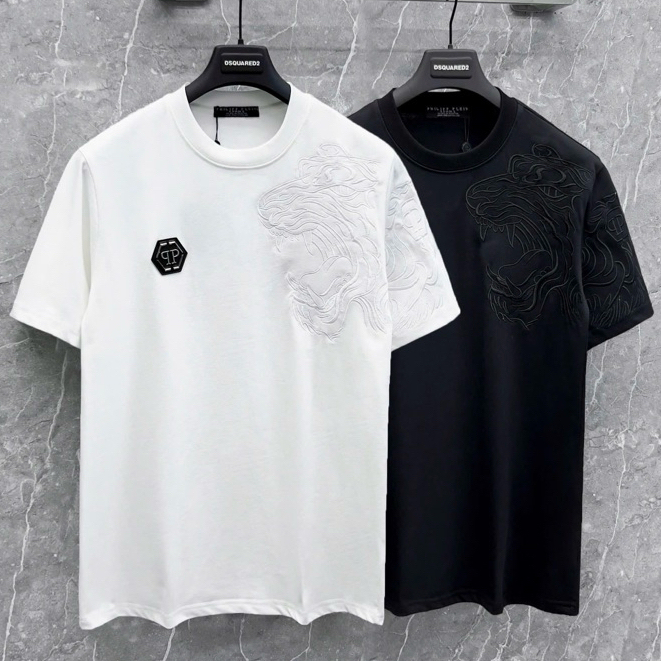  Áo Phông Nam Philip Plein Đính Logo Ngực Cực Đẹp - Áo Thun Nam Philip Pờ Len Thêu Hổ Siêu Hót TREND 2025 