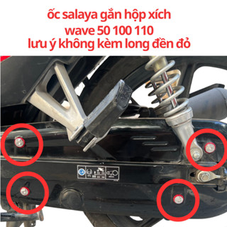 ốc salaya gắn hộp xích xe wave 50 100 110 chất liệu inox 304 không gỉ sáng bóng
