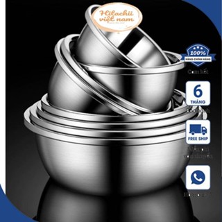 Thau inox đa năng inox 304 - Chậu inox cao cấp dày dặn có viền cầm tay đường kính 18-32cm rửa trái cây làm nồi nấu