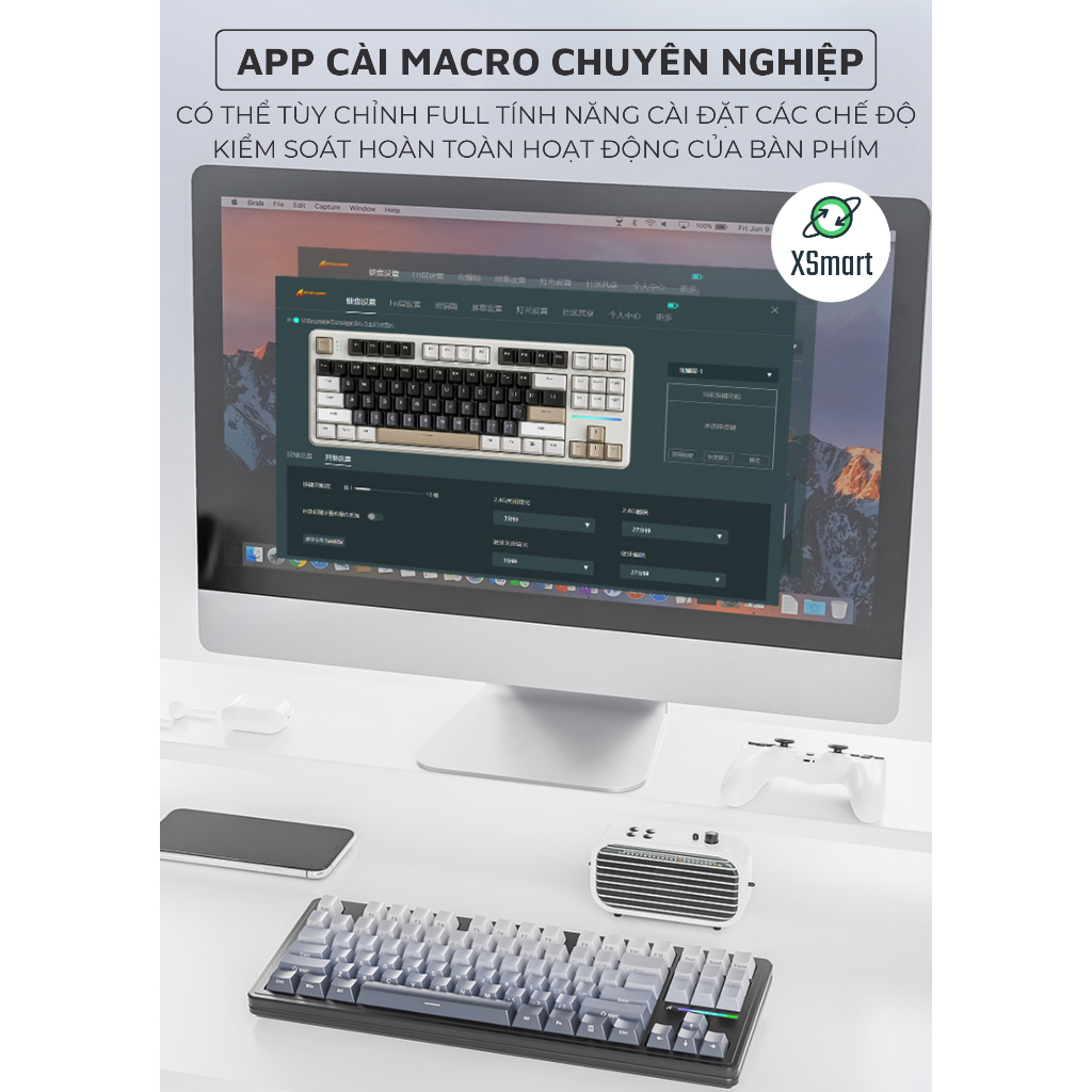 Bàn Phím Cơ Gaming Không Dây Bluetooth XM87 V2 PRO NEW 2025 LED RGB Pro Keycap Xịn, White Switch, Hotswap, 3 Mode | BigBuy360 - bigbuy360.vn