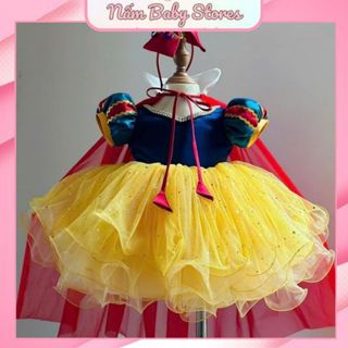 Váy công chúa bạch tuyết bé gái, đầm công chúa bạch tuyết cho bé đi tiệc, sinh nhật noel và tết có kèm cài tóc