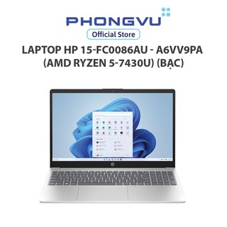  Máy tính xách tay  Laptop HP 15-fc0086AU - A6VV9PA  AMD Ryzen 5-7430U   Bạc  - Bảo hành 12 tháng 