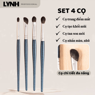 Set 4 cọ trang điểm LYNH PROFESSIONAL tạo khối mũi, cọ mắt lông tự nhiên tán phấn đều màu