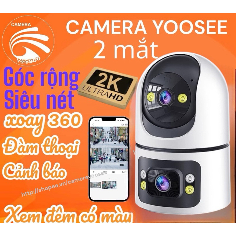 Camera Ip YooSee 2 Mắt - Siêu nét góc rộng - Xem đêm có màu Q86