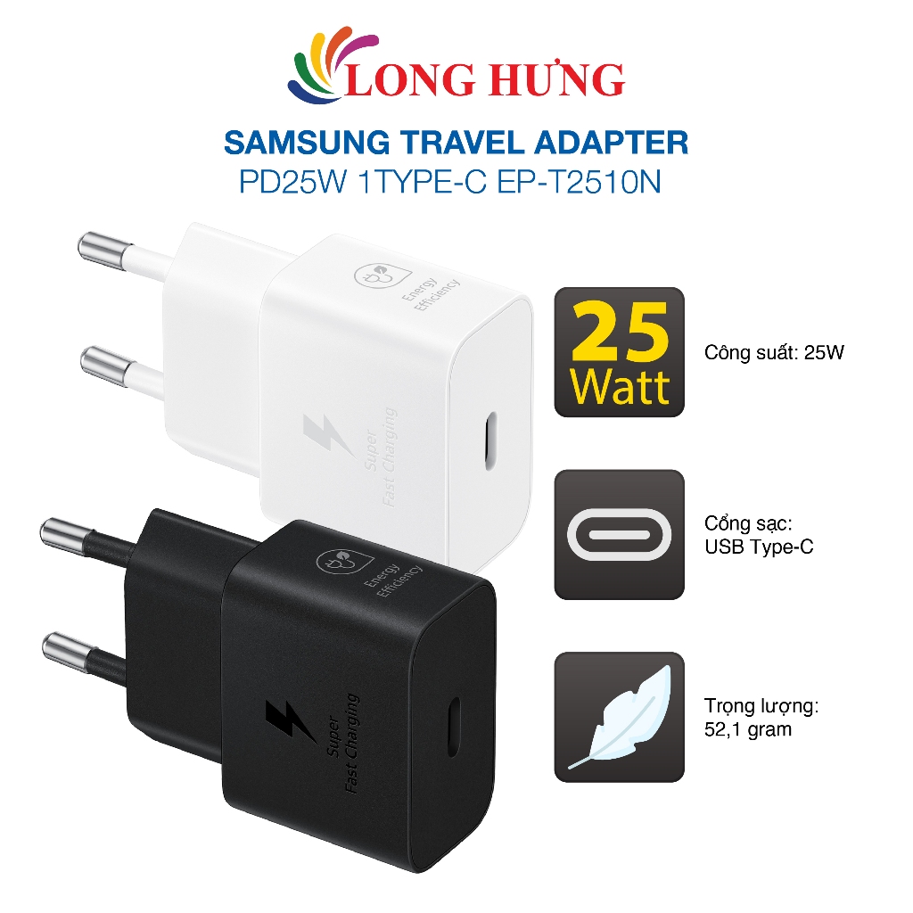 Cốc sạc Samsung Travel Adapter PD25W 1Type-C EP-T2510N - Hàng chính hãng