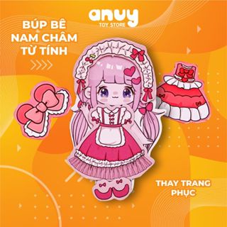  Đồ chơi Từ tính thay trang phục búp bê nam châm cho bé gái Thủ công DIY có quai xách hít tủ lạnh 