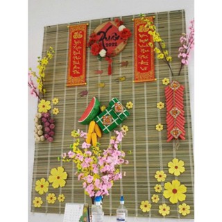 Mành cọ trang trí sân khấu. Phông nền mành tre đỏ trang trí Tết, Lễ Hội.