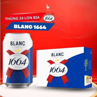 Thùng 24 lon bia Kronenbourg 1664 Blanc cao cấp 24x330ml - Nồng độ cồn 5% vị truyền thống của Pháp