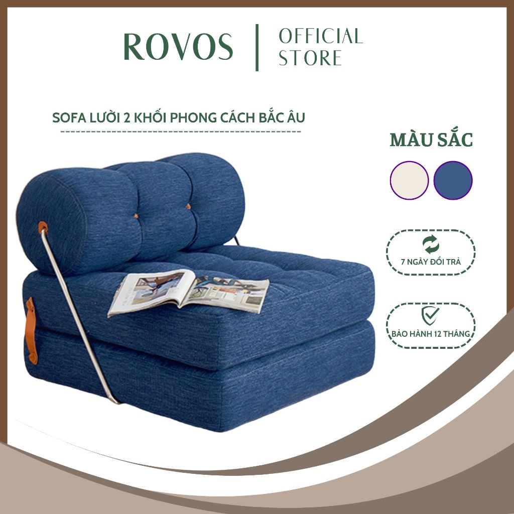 Sofa Bed ROVOS Hình Khối Đậu Phụ Ghế Sofa Giường Đa Năng Tiện Lợi Cho Phòng Ngủ, Phòng Khách - B18