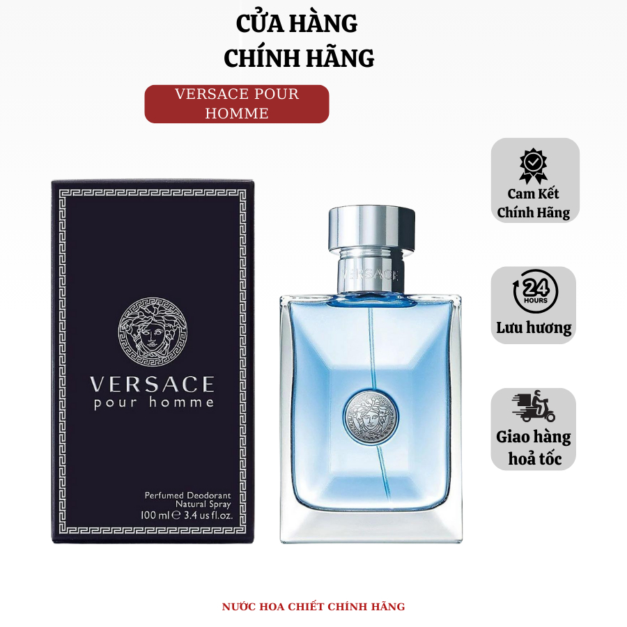    Chính Hãng  Nước Hoa Nam Versace Pour Homme EDT 100ml hương thơm thanh mát | Tom Perfume 