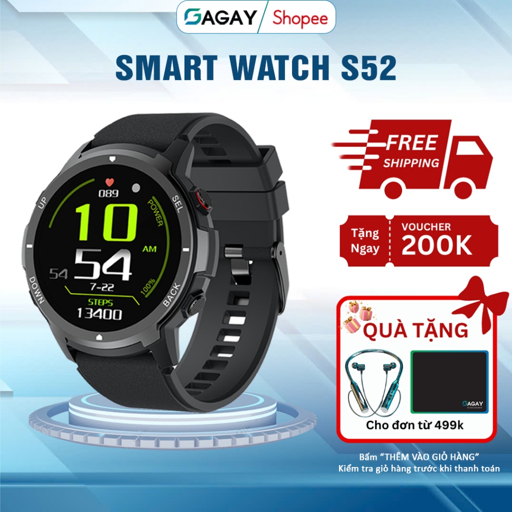 Đồng hồ thông minh Smart watch S52 Pro nghe gọi, Đồng hồ thể thao đo nhịp tim, phân tích giấc ngủ, kết nối bluetooth | BigBuy360 - bigbuy360.vn