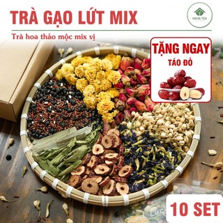Trà gạo lứt đậu đen, 10 set, trà thảo mộc giảm cân, detox, ngủ ngon, thanh nhiệt, lợi sữa, mát sữa