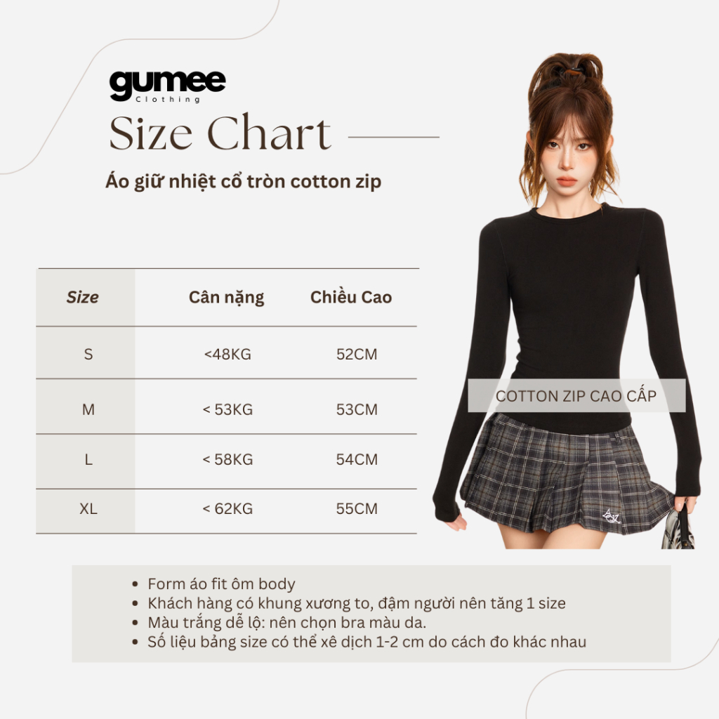 Áo dài tay ôm body nữ Gumee, áo giữ nhiệt tay dài bó fit dáng chất dày dặn mặc mùa đông co giãn- G02 | BigBuy360 - bigbuy360.vn