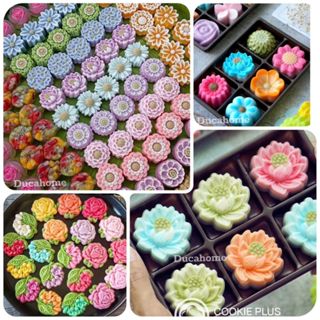 Set 5 Khuôn silicon khuôn rau câu silicone khuôn silicon hoa sen khuôn bánh bò bánh da lợn da heo thạch rau câu hoa hồng