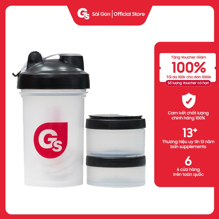 Bình lắc 3 ngăn Gymstore ProStak BPA-Free, 22Oz (500ml)