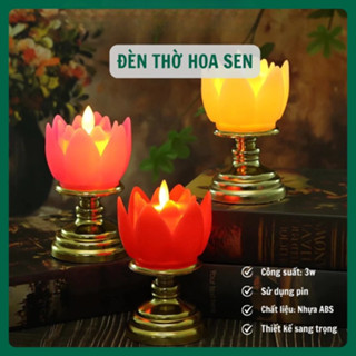 Nến hoa Sen điện tử liền Đế - dùng để ban thờ Phật giáo - giá 1 nến Pin : 2 Pin tiểu AAA