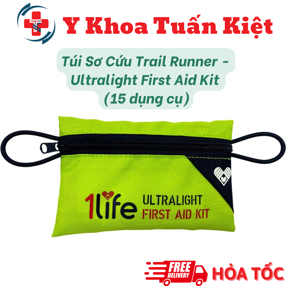 ✅ Túi sơ Cứu Trail Runner - Ultralight First Aid Kit bộ 15 dụng cụ 1Life (TÚI DÙ XANH)