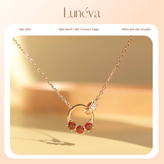 Dây chuyền bạc nữ Garnet Circle Necklace - vòng cổ đá garnet bạc 925 mạ vàng 18K