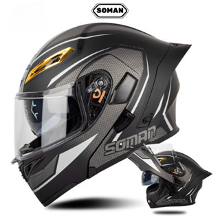 Mũ Bảo Hiểm FullFace Lật Hàm SOMAN 955S Đen Xám Kính 2 Lớp Kính, Nón Bảo Hiểm Đa Năng Chất Lượng Cao