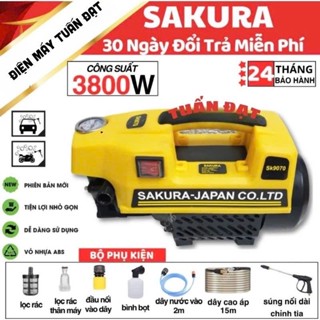 Máy rửa xe Sakura 3800W áp lực cao Lõi Đồng Cực Khỏe Tặng Kèm Dây Xịt Rửa 15M Điện Máy Tuấn Đạt