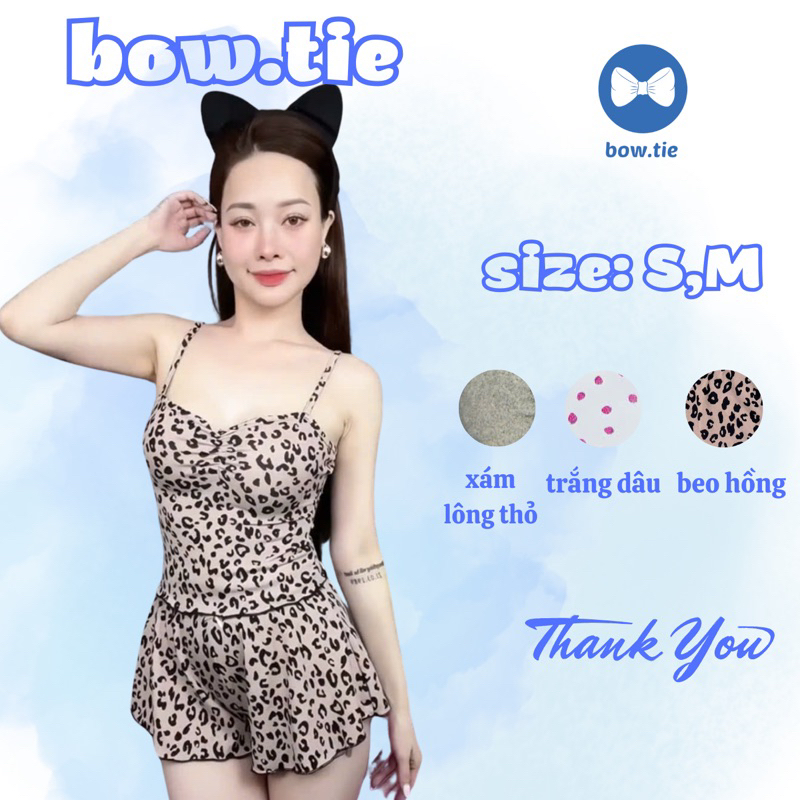 [Bow.tiee] Sét bộ đồ ngủ mặc nhà , Áo hai dây nhún ngực + quần đùi ( thiết kế  rộng xèo), mặc ngủ, đ