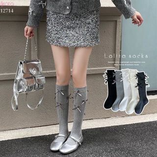  Tất Lolita JK ruy băng phong cách Ballet ,tất bắp chân xuân thu vải bông cao cấp 12714 