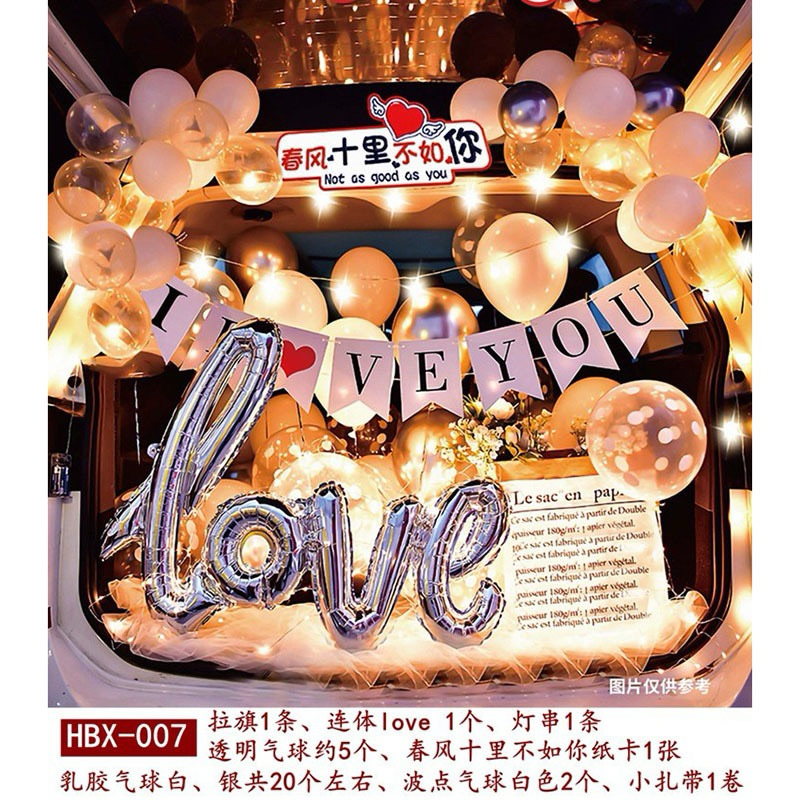 Set bóng trang trí cốp xe hơi sinh nhật kèm đèn LED