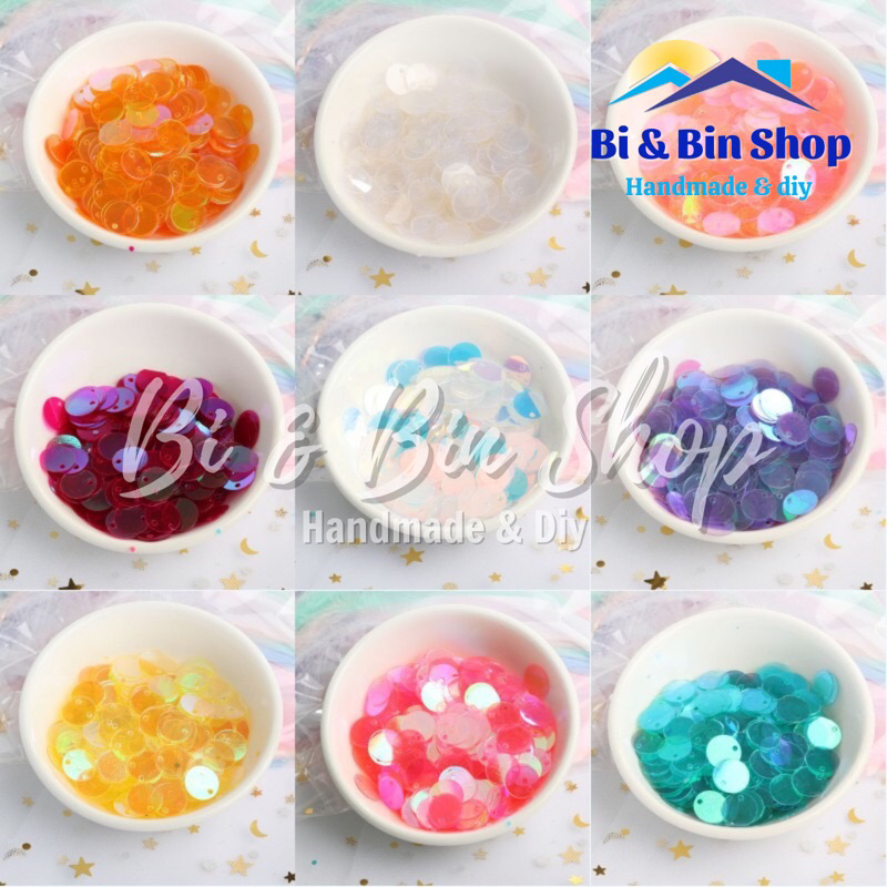 40g Kim Sa Tròn Lỗ Lệch Màu Ánh Cừ Đính Kết Trang Phục Thời Trang