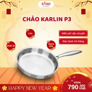 Chảo Inox 304 Chống Dính Tự Thân Karlin P3 Đáy 3 Lớp Size 24cm Thương Hiệu Đức chính hãng