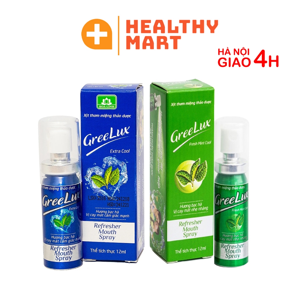 ✔️️️GreeLux xịt thơm miệng Hoa Linh - Xịt thơm miệng thảo dược bạc hà Fresh Mint Cool - Extra Cool