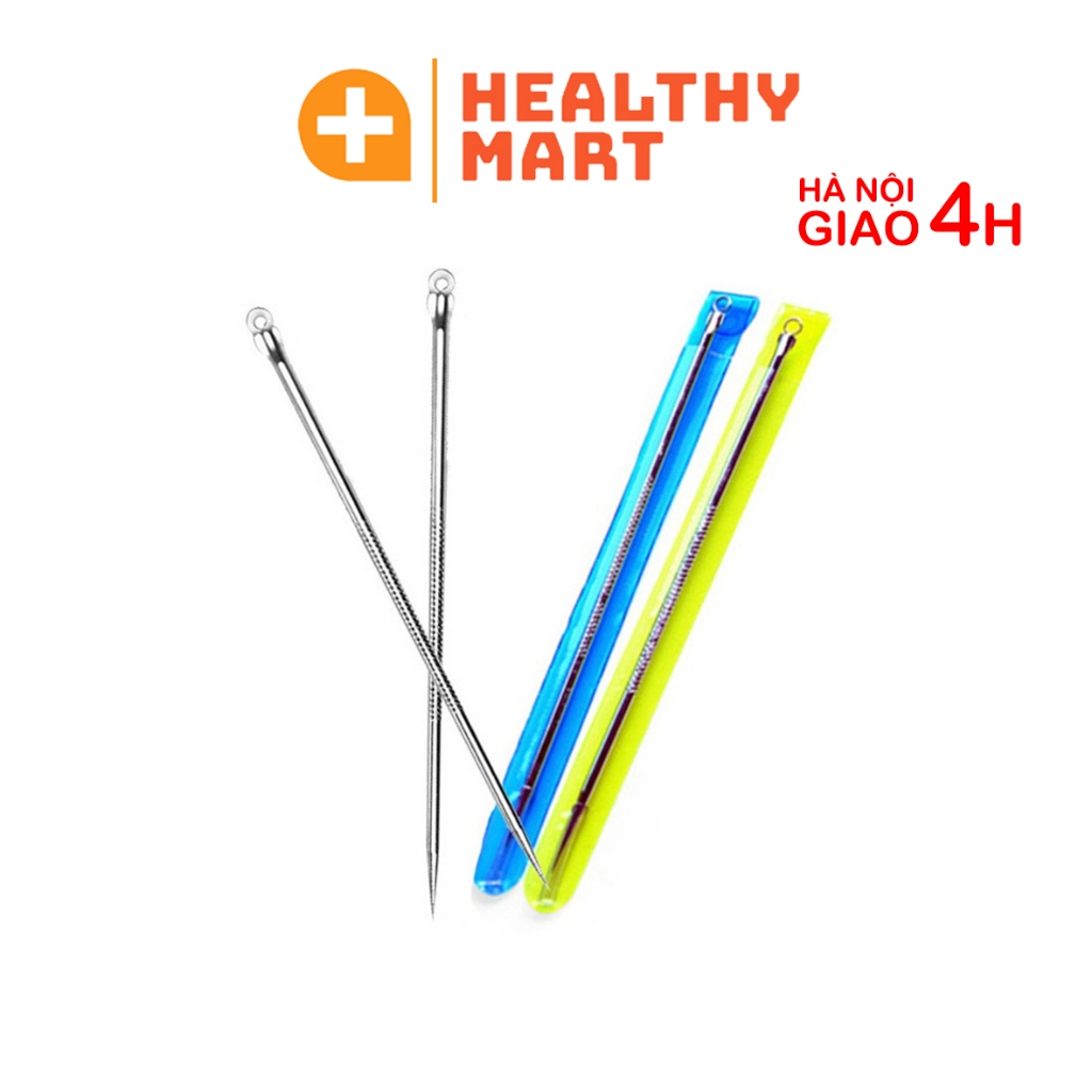 ✔️️️Cây nặn mụn - Que nặn mụn Inox - 1 đầu kim 1 đầu nặn
