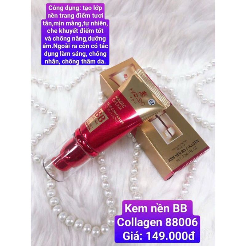 Kem nền BB collagen Marado kiềm dầu lâu trôi