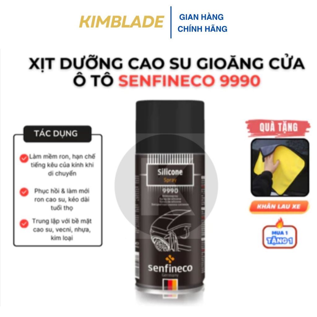 Xịt Dưỡng Cao Su Gioăng Cửa Ô Tô SENFINECO 9990 nhập khẩu ĐỨC -CHÍNH HÃNG- KIMBLADE phân phối