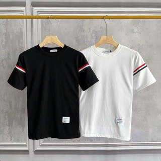 Áo thun cổ tròn tay ngắn, áo phông nam phối kẻ sọc đẹp giá rẻ mẫu mới chuẩn shop