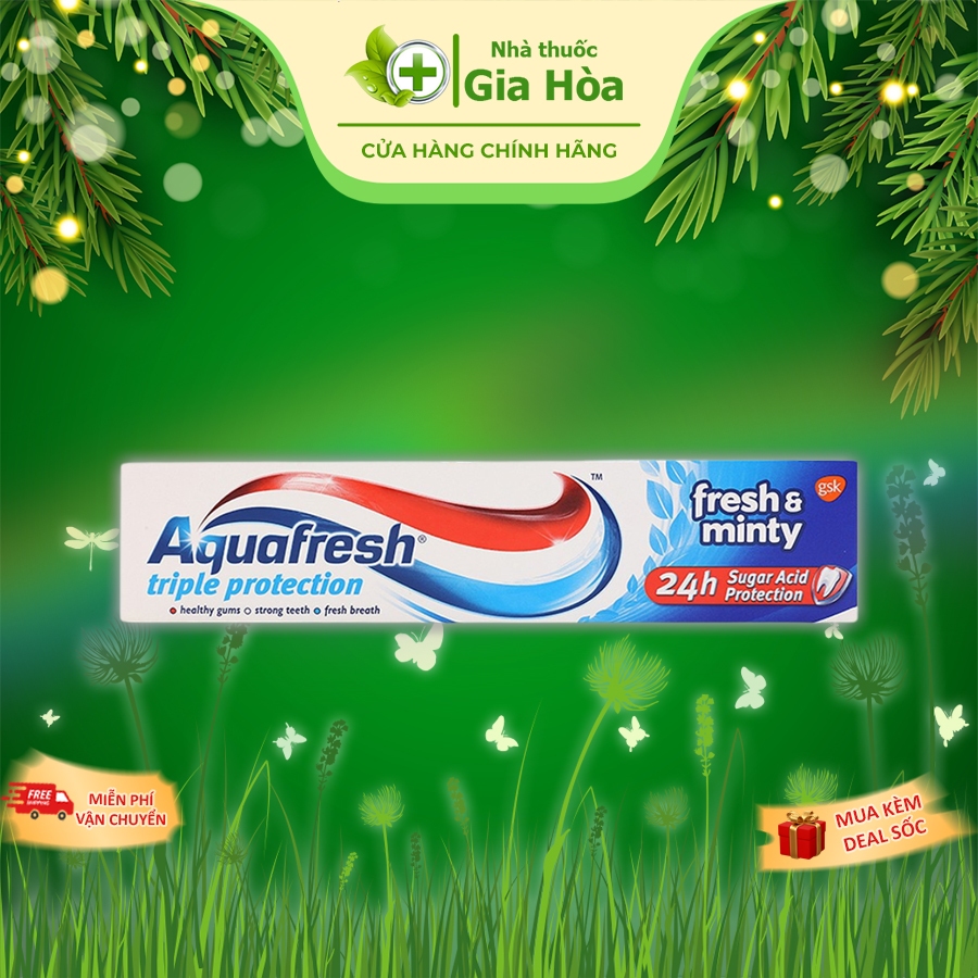Kem đánh răng Aquafresh Fresh & Minty (Nhập khẩu CHÍNH HÃNG từ ANH - GSK) 100g