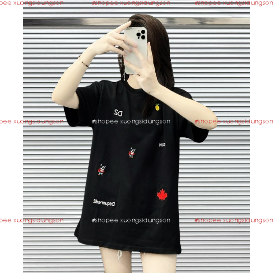 Áo Phông DSQ ICON Sticker cổ tròn,áo Cộc tay ICON Sticker boy phố